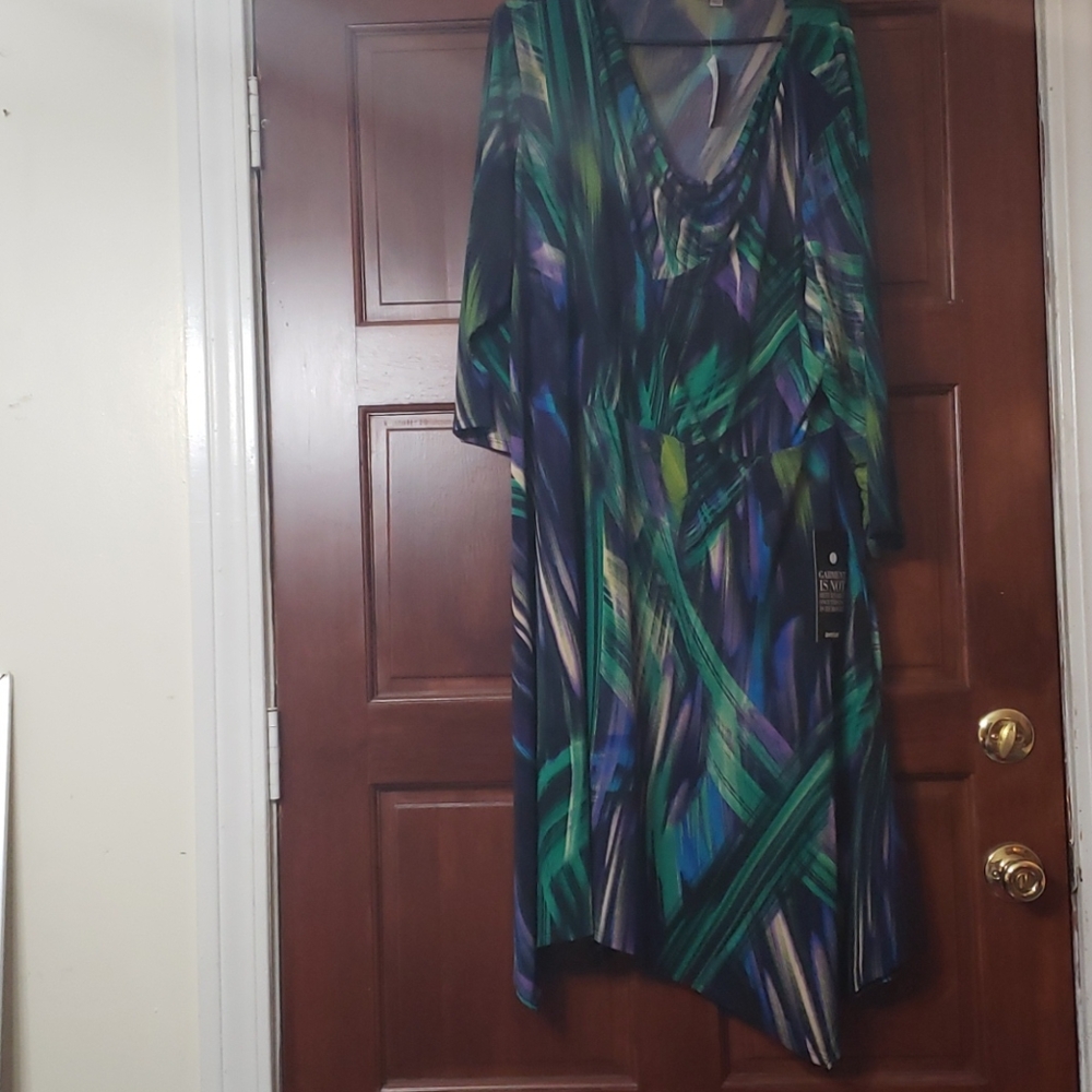Green blue purple and black dress
